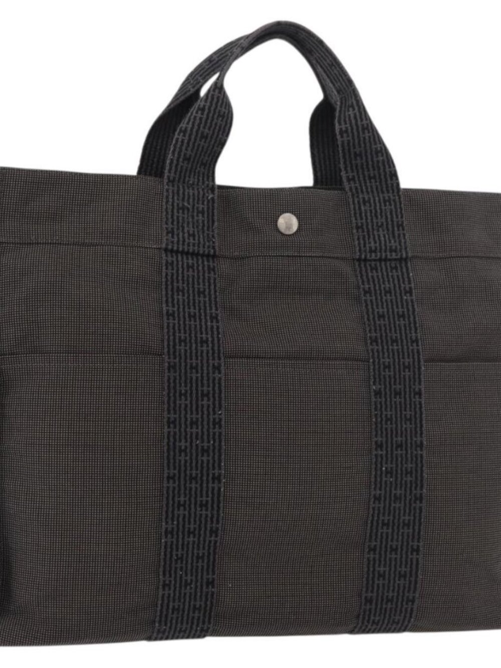 HERMES Her Line MM Hand Bag Canvas Gray Auth 176493 - Picture 1 of 16